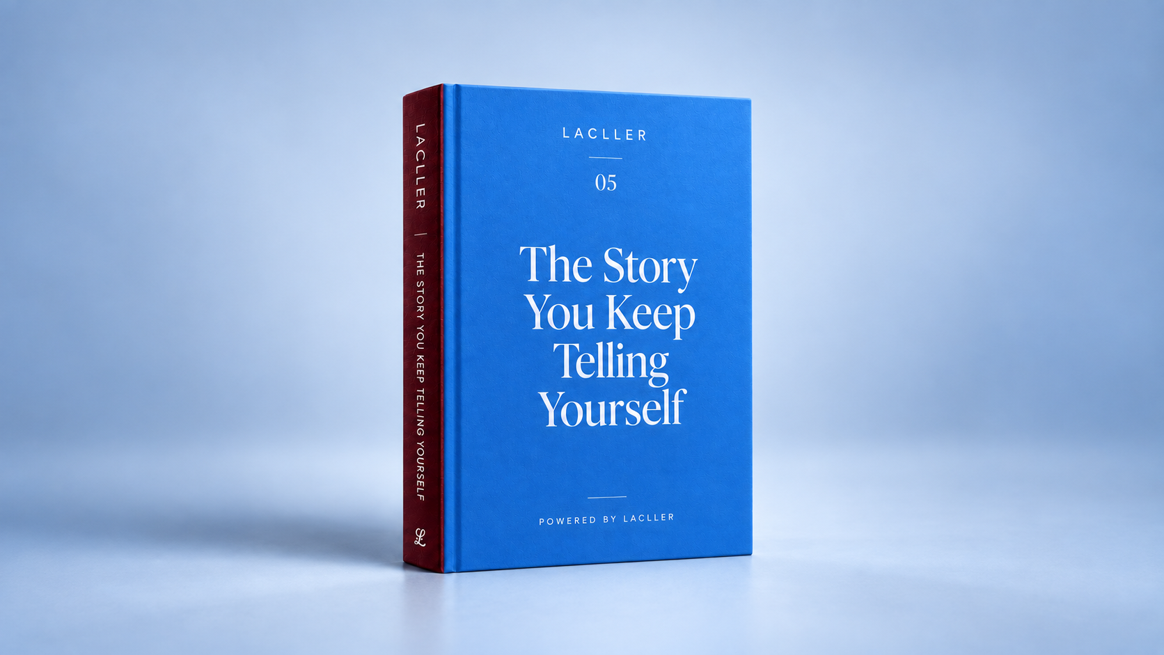 The Story You Keep Telling Yourself digital book with a saturated blue front cover and burgundy spine.